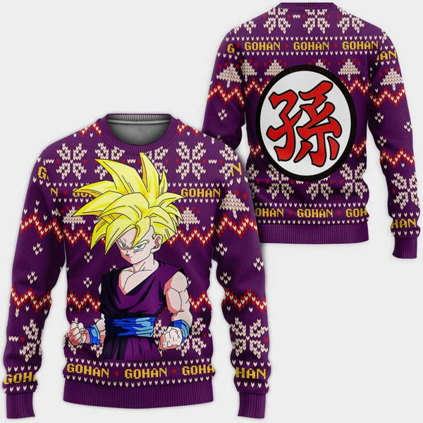 Diivesart - Gohan SSJ Ugly Christmas Sweater en Hoodie Custom Anime Dragon Ball Xmas Gifts